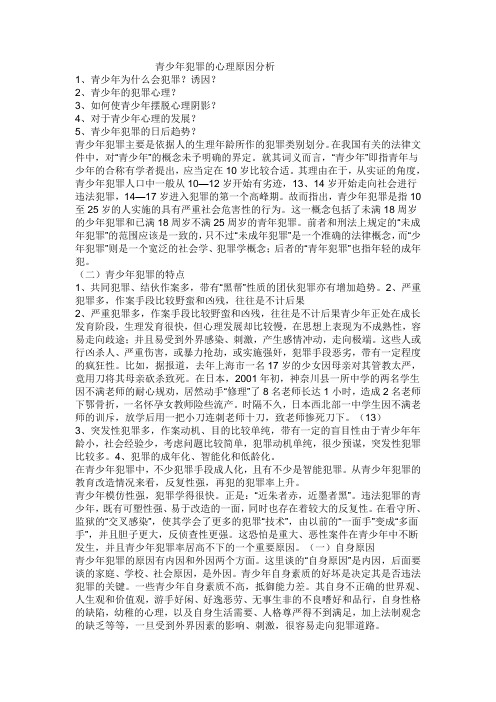 青少年犯罪心理分析