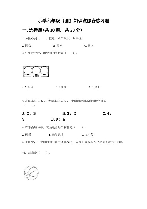 小学六年级《圆》知识点综合练习题(名师系列)