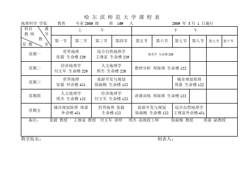 哈 尔 滨 师 范 大 学 课 程 表 - 哈尔滨师范大学地理科学学院