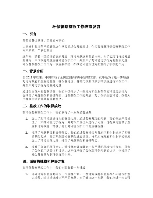 环保督察整改工作表态发言