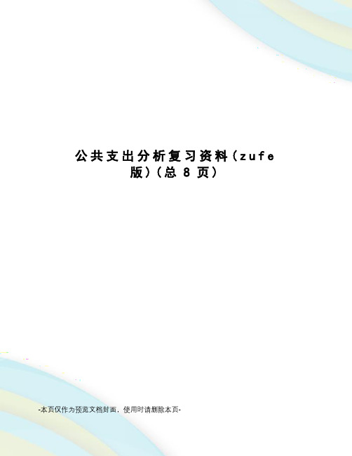 公共支出分析复习资料