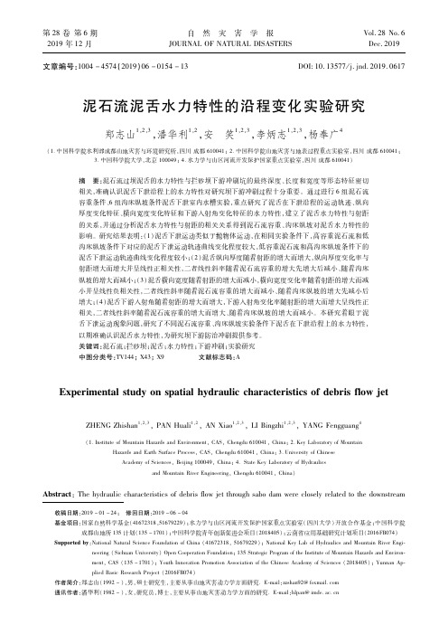 泥石流泥舌水力特性的沿程变化实验研究