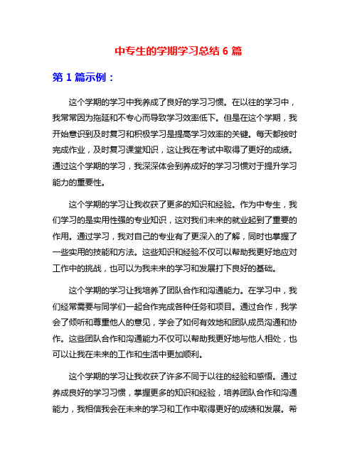 中专生的学期学习总结6篇