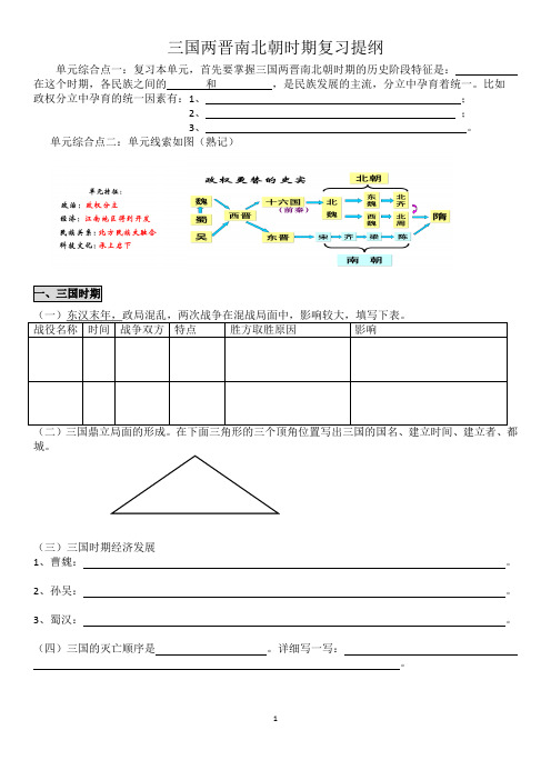 三国两晋南北朝时期复习提纲