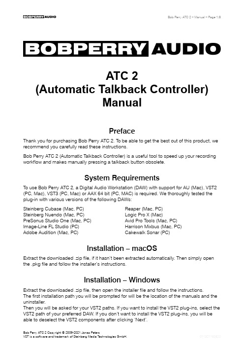 Bob Perry ATC 2 使用手册说明书