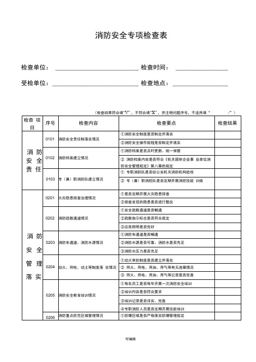 消防安全专项检查表