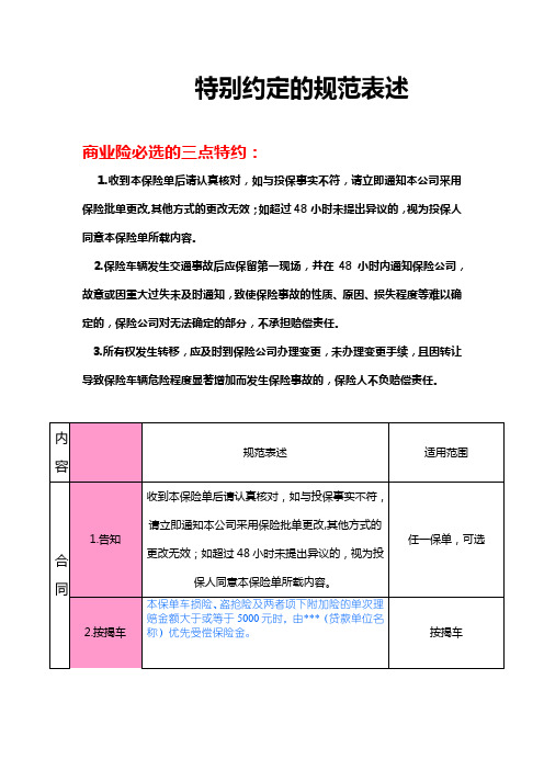 车险特别约定