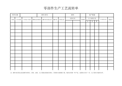 零部件生产工艺流转单