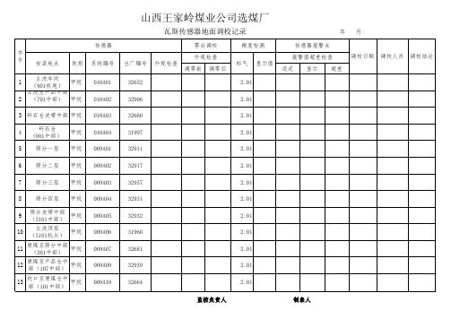 传感器地面调校记录(模板)