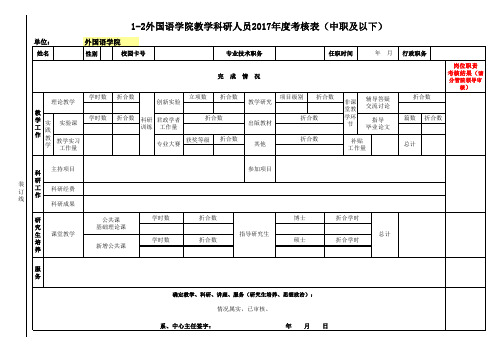 教学科研人员考核表(外国语学院)