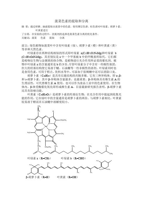 菠菜色素的提取和分离