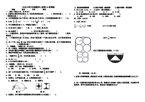 白石小学六年级数学上册第14周周练