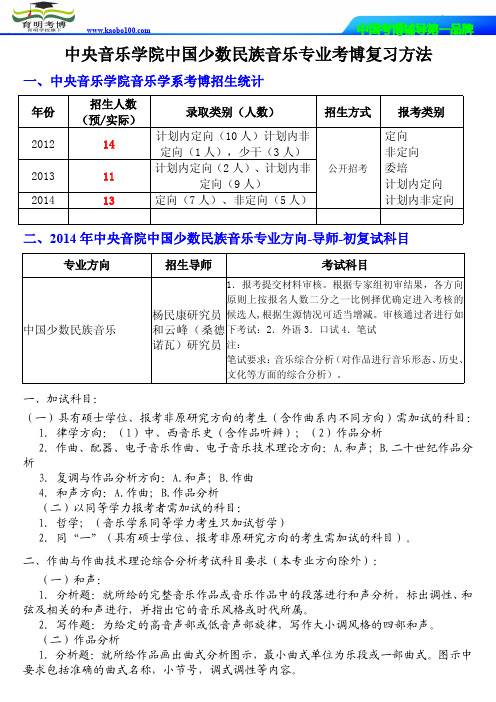 中央音乐学院音乐学系中国少数民族音乐专业考博报录比-复习重点-参考书-分数线-育明考博