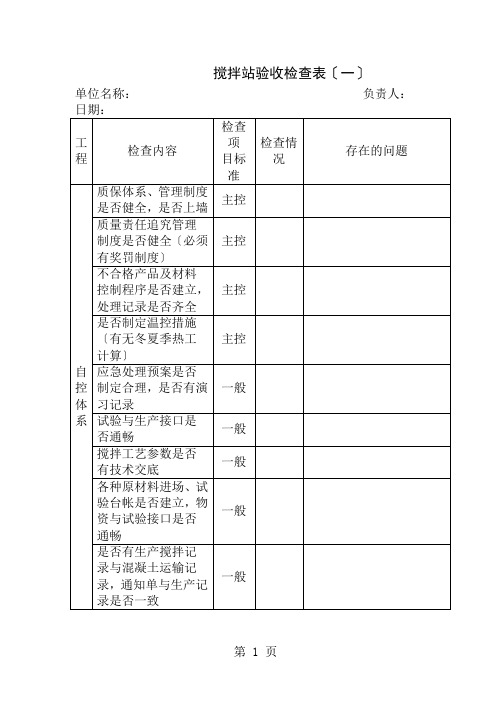 拌合站验收检查表