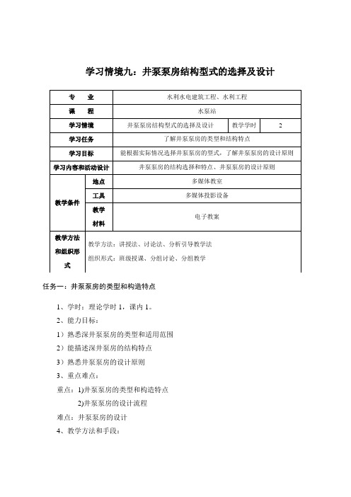 井泵泵房结构型的选择及设计