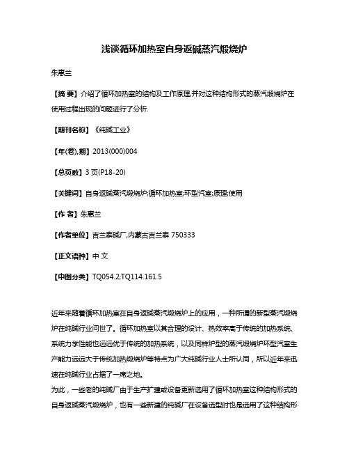 浅谈循环加热室自身返碱蒸汽煅烧炉