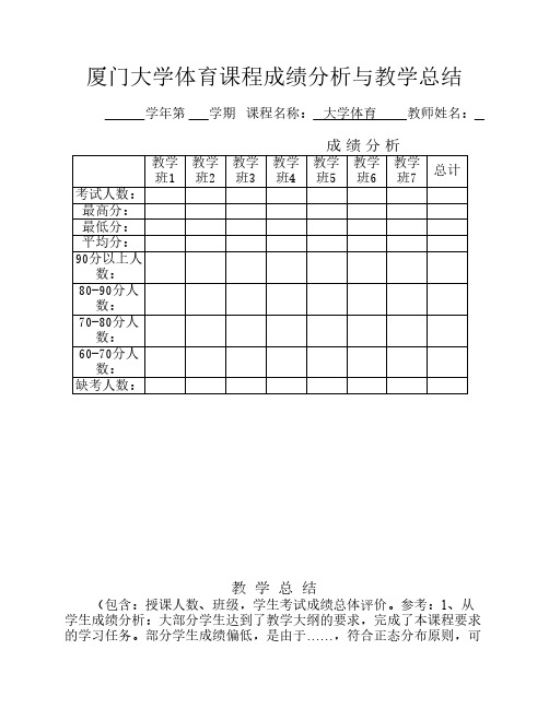 厦门大学体育课程成绩分析与教学总结