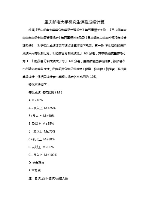 重庆邮电大学研究生课程成绩计算