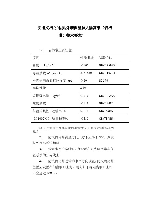 实用文档之建筑外墙保温防火隔离带技术要求