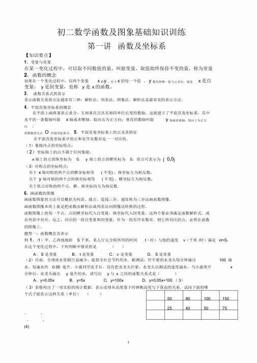 初二数学——函数及图象基础知识训练
