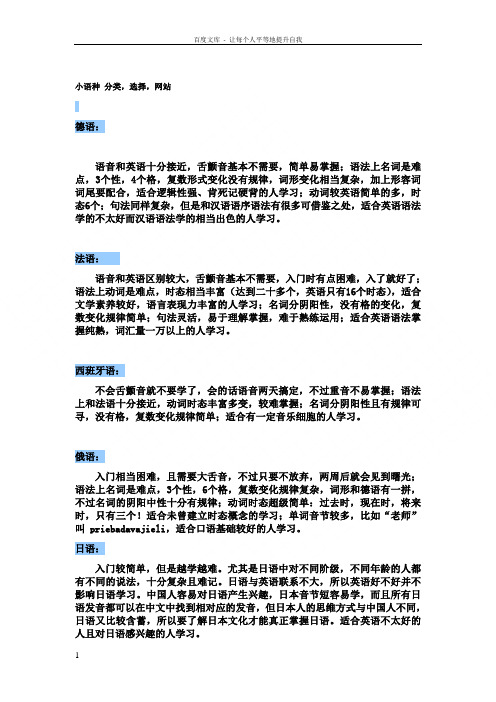 小语种简介分类学习网站