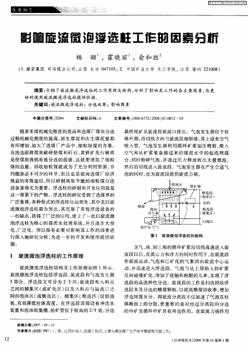 影响旋流微泡浮选柱工作的因素分析