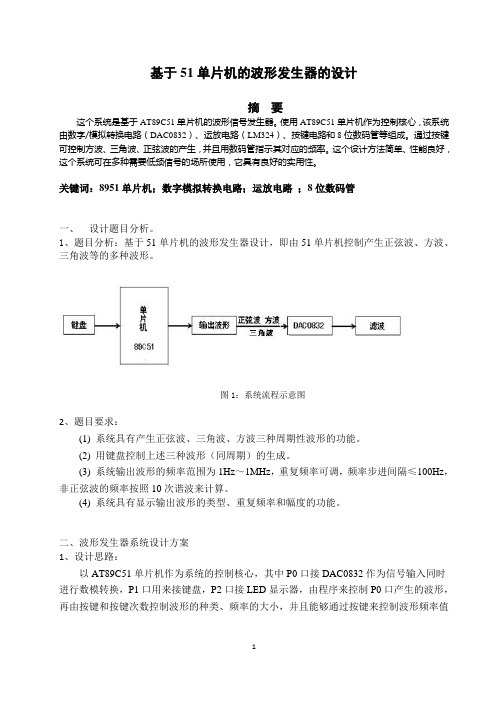 51单片机信号发生器