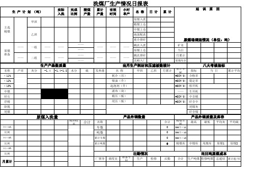 洗煤厂生产日报表