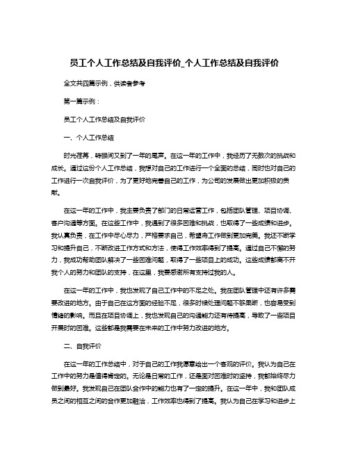 员工个人工作总结及自我评价_个人工作总结及自我评价