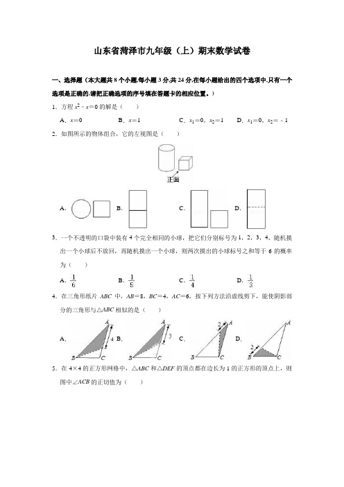 山东省菏泽市九年级(上)期末数学试卷(含解析)