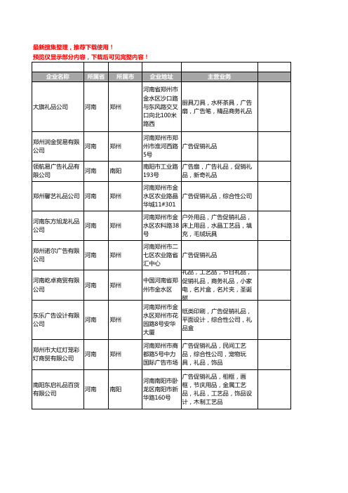 新版河南省广告促销礼品工商企业公司商家名录名单联系方式大全531家