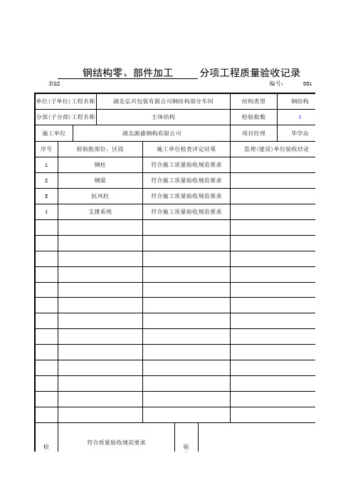 筑业=分项工程质量验收记录