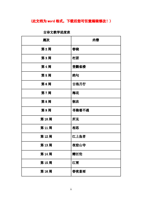 【完整打印版】小学一年级下册古诗文诵读教案