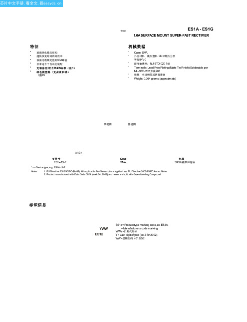 ES1B中文资料(Diodes)中文数据手册「EasyDatasheet - 矽搜」