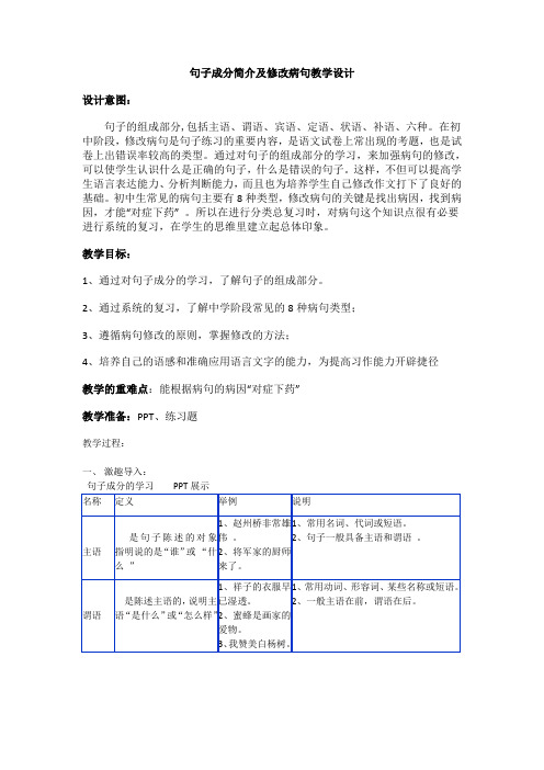 人教版八年级语文下册《录  句子成分简表》研讨课教案_12