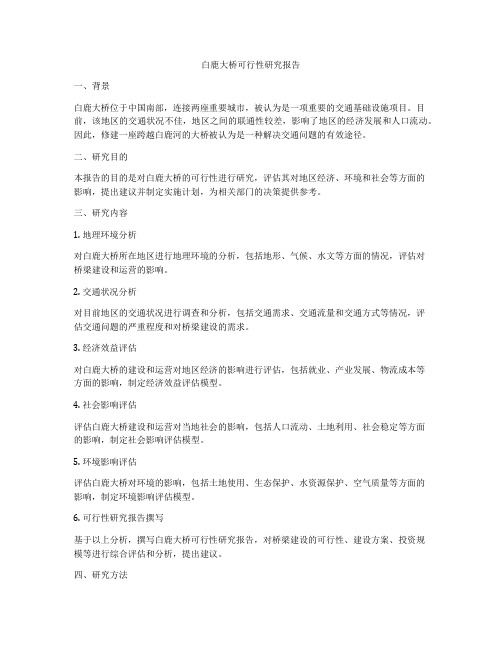 白鹿大桥可行性研究报告