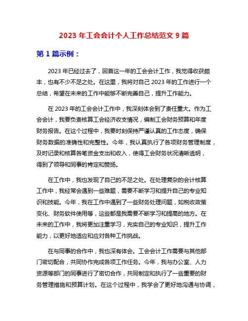 2023年工会会计个人工作总结范文9篇