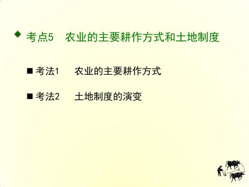 2019届高考历史A版一轮复习课件：考点5 农业的主要耕作方式和土地制度(共23张PPT)