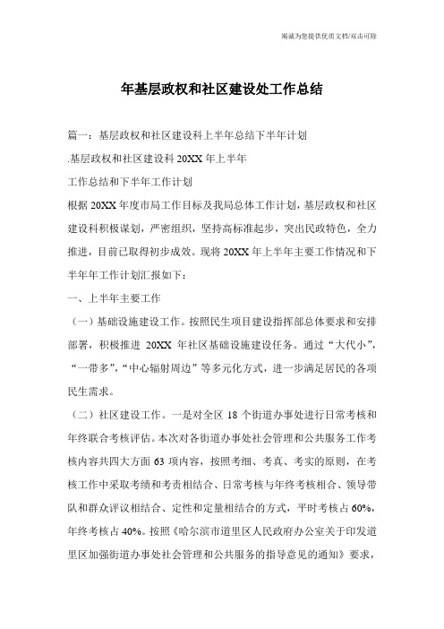 年基层政权和社区建设处工作总结