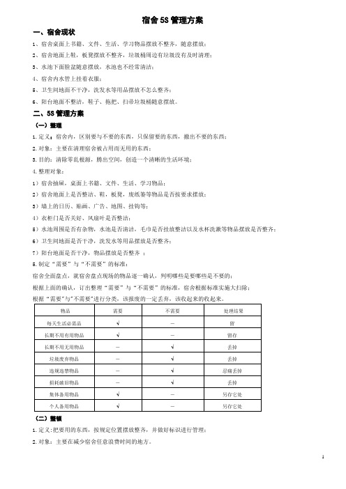 宿舍5S管理方案