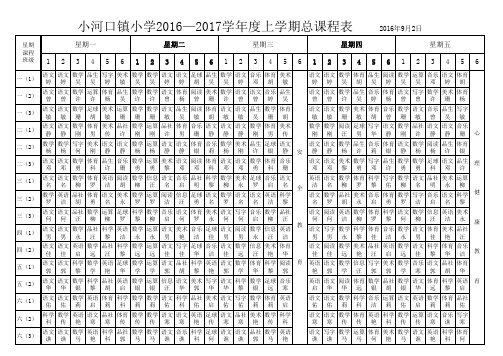 2016-2017上学期学校总课表(模板)