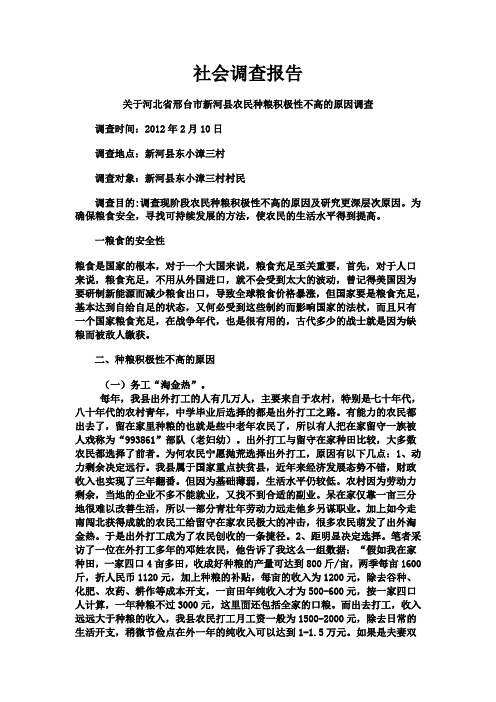 社会调查报告 种粮积极性不高原因