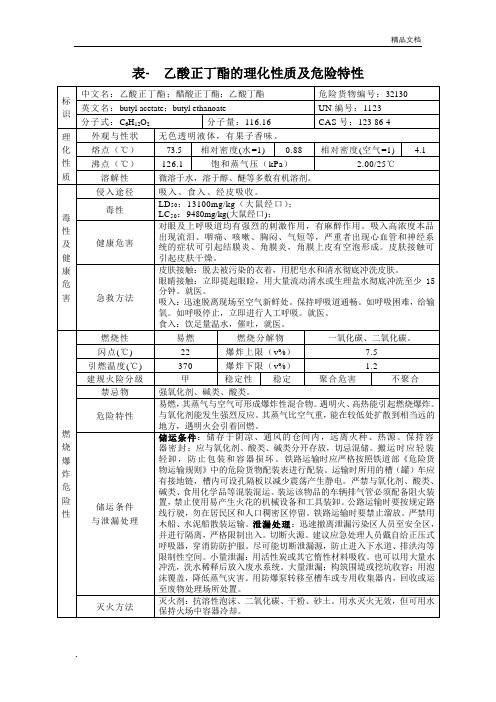 乙酸正丁酯的理化性质及危险特性