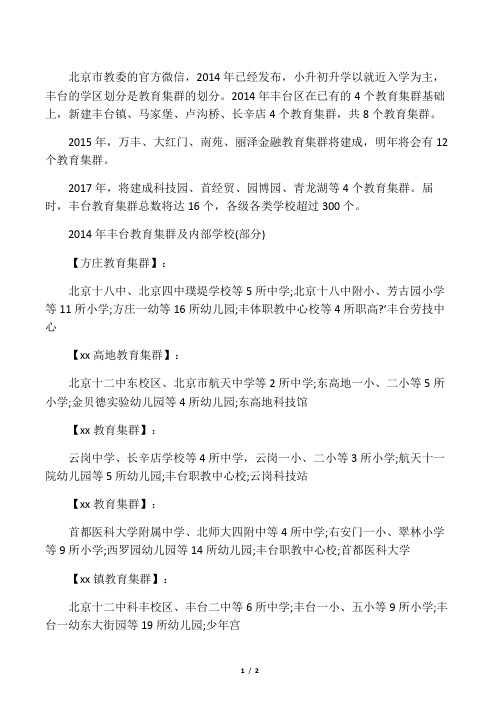 丰台学区划分