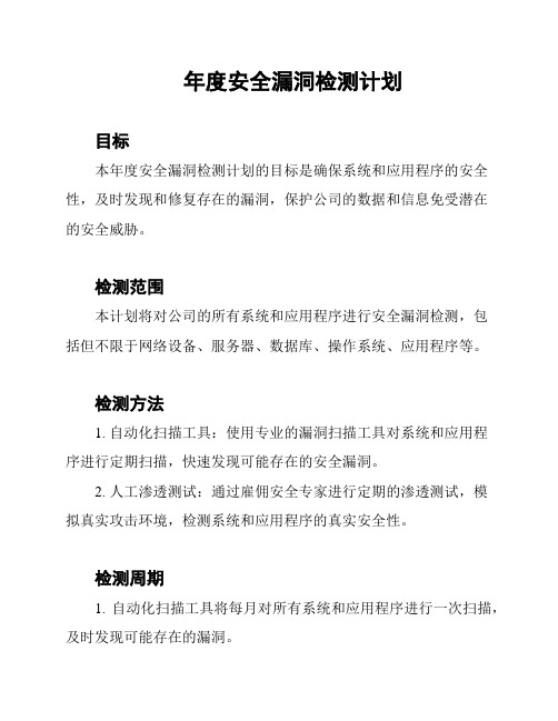 年度安全漏洞检测计划