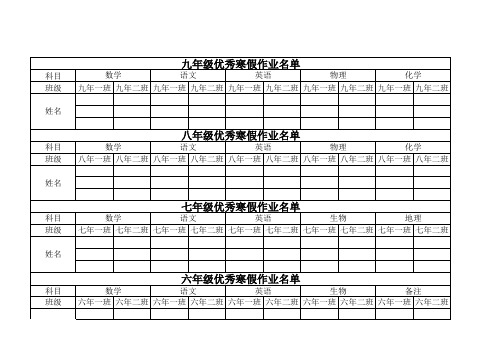 样本 优秀寒假作业名单