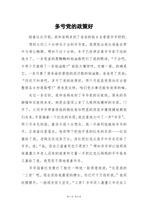 多亏党的政策好_高三作文