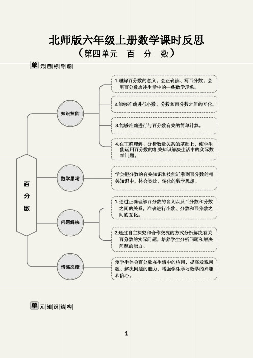 六年级数学上册第四单元百分数课时反思(北师版)