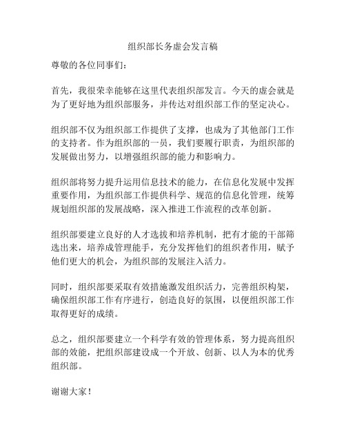 组织部长务虚会发言稿