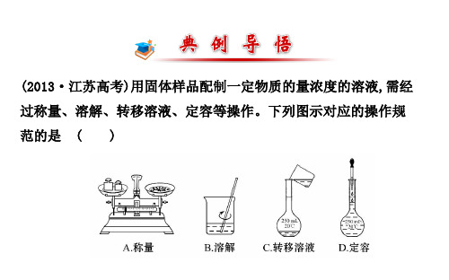 高中化学实验复习 5 一定物质的量浓度溶液的配制